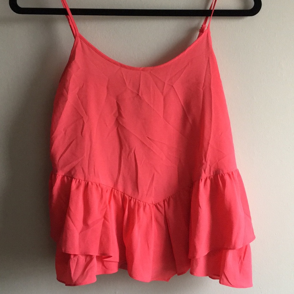 Pink Ruffle Tank Top Blouse